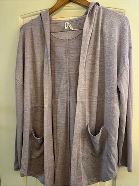 Mudd Lavender Hooded Open-Front Cardigan